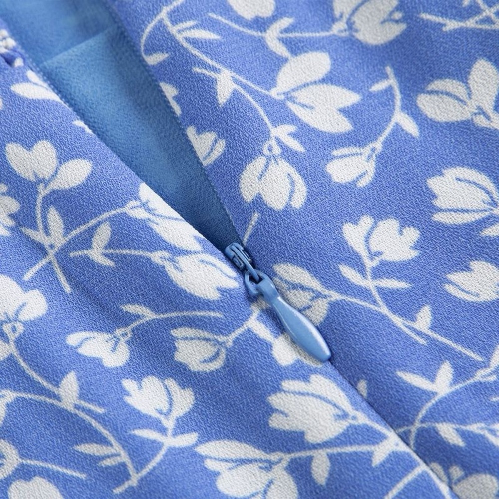 Euc Reformation Nikita Floral Sleeveless Light Blue White Flowers Dress M 8 - Picture 10 of 11
